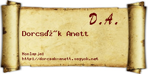 Dorcsák Anett névjegykártya